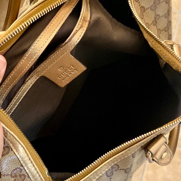 AUTHENTIC GUCCI BOSTON JOY PEWTER BROWN COATED BRONZE BAG - Picture 9 of 15